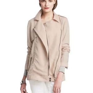 Banana Republic Drapey Moto Lightweight Jacket in Pastel Pink Pearl — Petite L